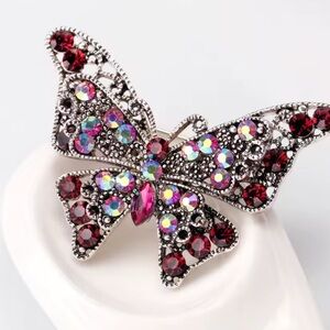 Vintage Butterfly Crystal Brooch